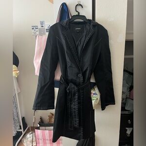 Express Black Coat with White Stitching Size Small